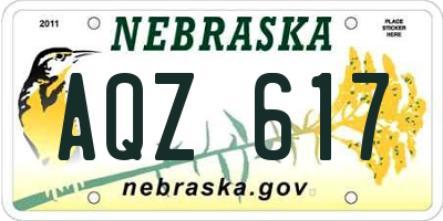 NE license plate AQZ617