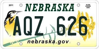 NE license plate AQZ626