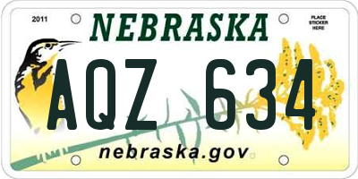 NE license plate AQZ634