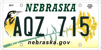NE license plate AQZ715