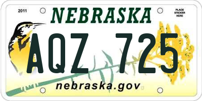 NE license plate AQZ725