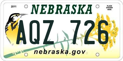 NE license plate AQZ726