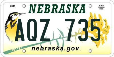 NE license plate AQZ735