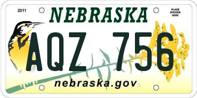 NE license plate AQZ756