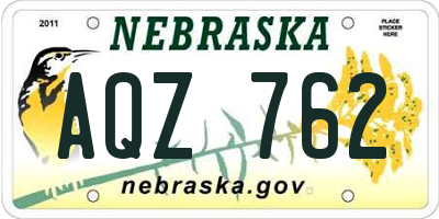 NE license plate AQZ762