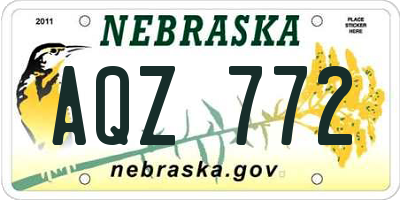 NE license plate AQZ772