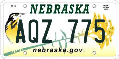 NE license plate AQZ775