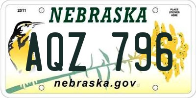 NE license plate AQZ796