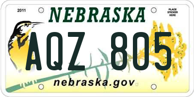 NE license plate AQZ805