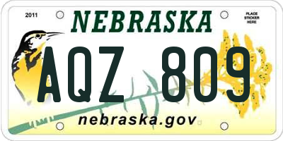 NE license plate AQZ809