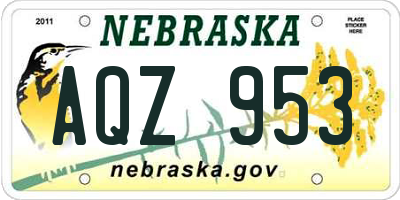 NE license plate AQZ953