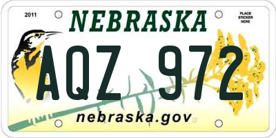 NE license plate AQZ972