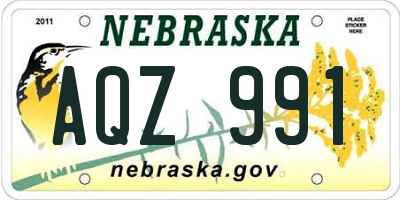 NE license plate AQZ991