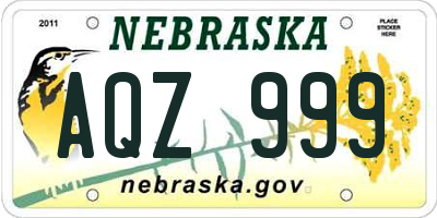 NE license plate AQZ999