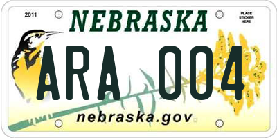 NE license plate ARA004