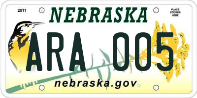 NE license plate ARA005