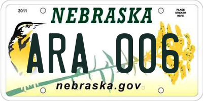 NE license plate ARA006