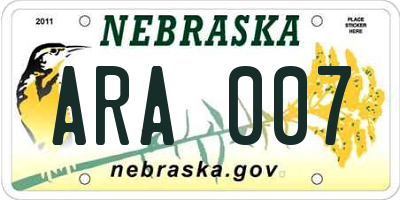 NE license plate ARA007