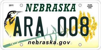 NE license plate ARA008