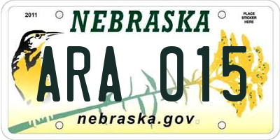NE license plate ARA015