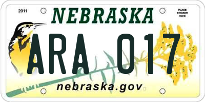 NE license plate ARA017