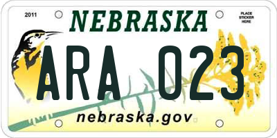 NE license plate ARA023