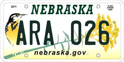 NE license plate ARA026