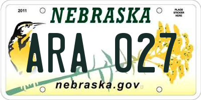NE license plate ARA027