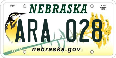 NE license plate ARA028