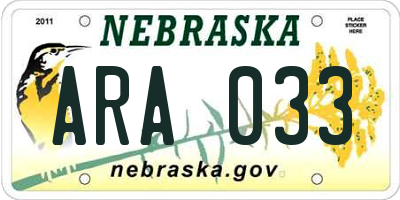 NE license plate ARA033