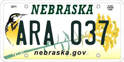 NE license plate ARA037