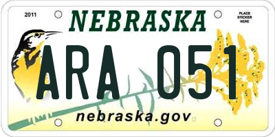 NE license plate ARA051