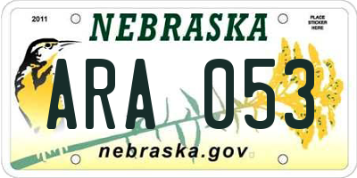 NE license plate ARA053