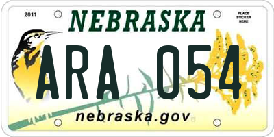 NE license plate ARA054