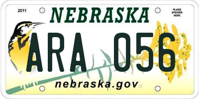 NE license plate ARA056