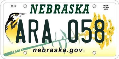 NE license plate ARA058