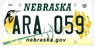 NE license plate ARA059