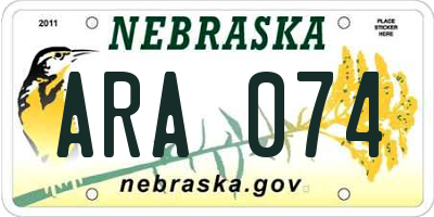 NE license plate ARA074