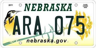 NE license plate ARA075