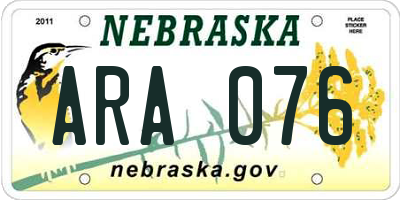 NE license plate ARA076