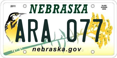NE license plate ARA077