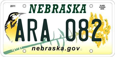 NE license plate ARA082