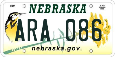 NE license plate ARA086