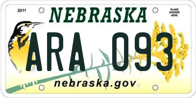 NE license plate ARA093