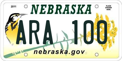 NE license plate ARA100