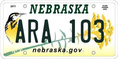 NE license plate ARA103