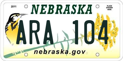 NE license plate ARA104