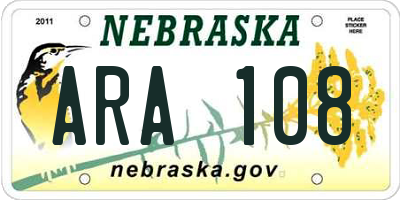 NE license plate ARA108
