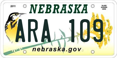 NE license plate ARA109