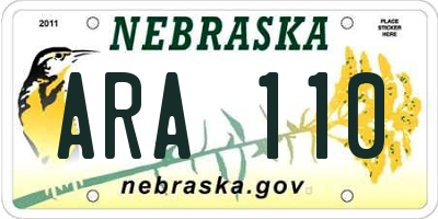 NE license plate ARA110